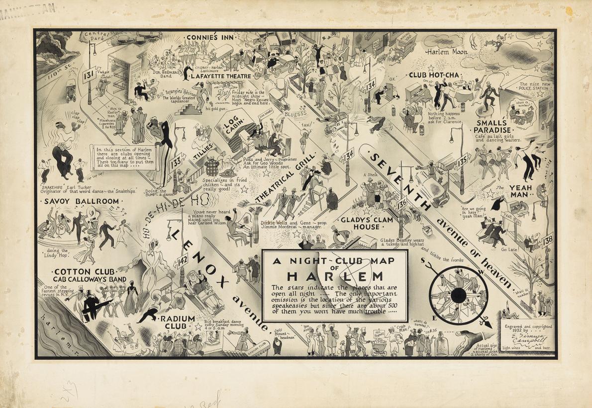 1932 map of harlem nightclubs